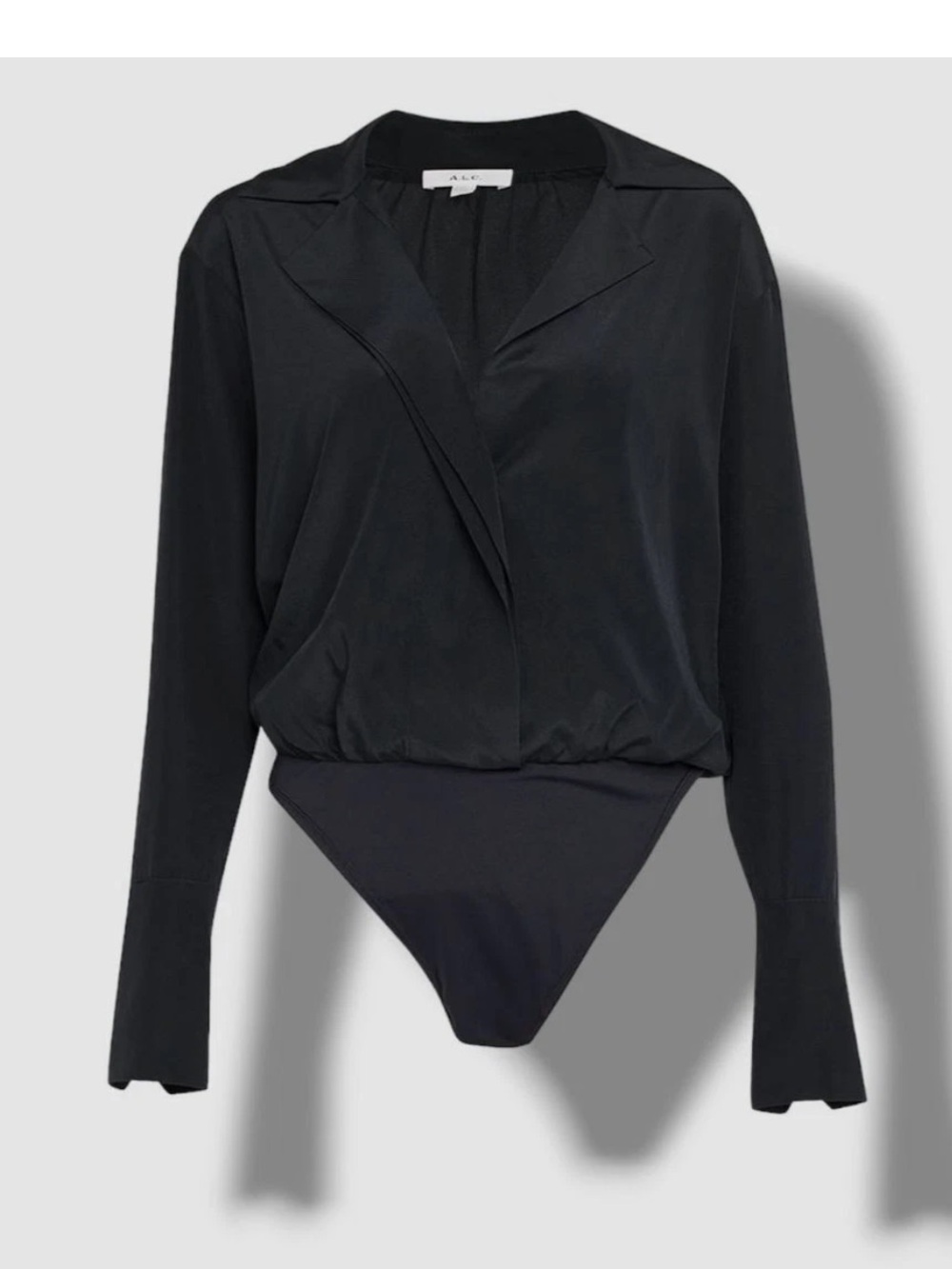 $425 A.L.C. Women's Black Diana Long Sleeve Silk Blend Bodysuit